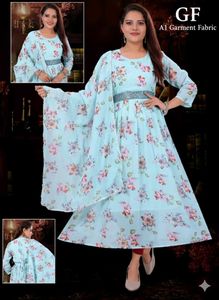 Floral Print Anarkali Kurta Set