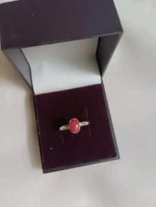 Pure Silver Pink Oyster Copper Turquoise Ring