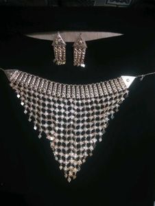 Silver Tone Necklace and Earring Set