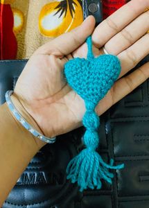 cochet heart shape bag charm/key ring
