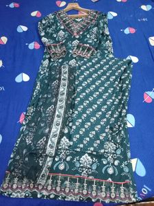 Teal Blue Kurta Set Pure Cotton