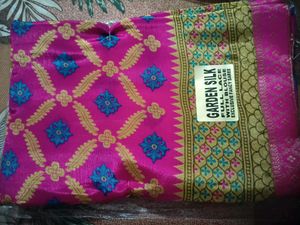 Pink Garden Silk Saree With Attached Blouse Peace
