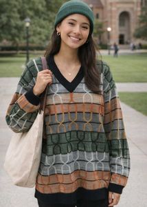 🧶 Stylish Patterned Knit Sweater 🧶