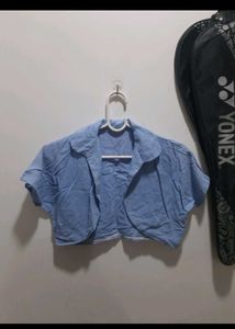 Blue Cropped Shrug