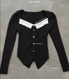 French-Inspired Chic Contrast Collar Knit Top