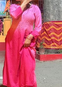 Pink Embroidered Kurta Palazzo