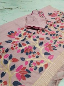 Pink Floral Saree &amp; Blouse