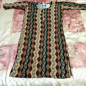 Vintage-Style Printed Cotton Kurti | Soft Stylish