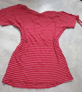 Striped Bodycon Top With Belts On Sleeves
