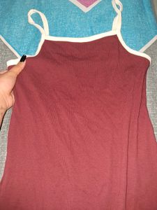 Maroon Sundress with White Straps