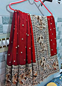 MAROON WEDDING SAREES EMBROIDERY
