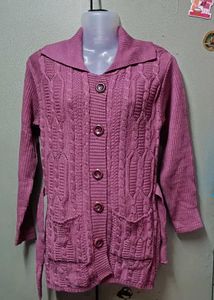 Long Mauve Knit Cardigan