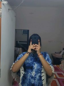 Stylish Blue Tie-Dye Cape Top