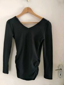 Elegant Black Long Sleeve Wrap Top