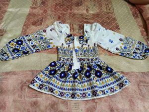 Elegant Black Cotton Kurti with White Floral