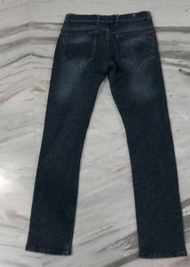 Charcoal Black Jeans For Men With Woodland Belt