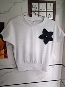 Cute White Floral Top