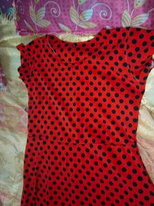 Black Dotted Red  Retro Type Dress