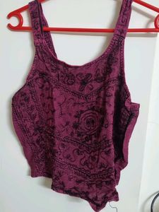 Embroidered Purple Tank Top