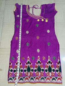 Purple &amp; Yellow Embroidered Salwar Kameez
