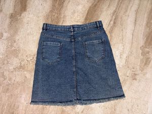 Combo Of Denim Mini Skirt &amp; Savana White Top