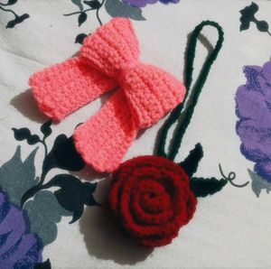 Handmade Crochet Hair tie and keychain