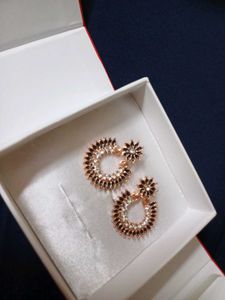 Rose Gold Hoop Earrings with Floral Accents