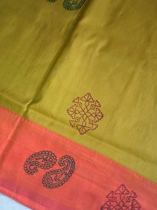 Orange And Lime Green Colour Saree, Pink saree