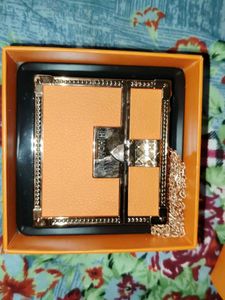 Orange Box Clutch with Gold Chain