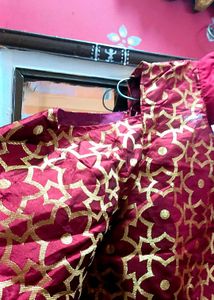 Elegant Maroon &amp; Gold Kurta