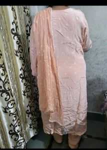 Peach Salwar Kameez Suit bandhej heavy sui