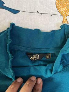 Teal Mock Neck Blouse