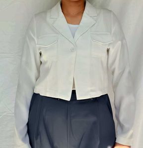 Cropped White Blazer