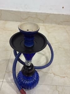 Blue Hookah And Glass Smoking Pipe