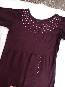 Magenta Kurta Set With Pant