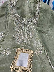 Olive Green Handwork Suit