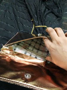 Rose Gold Clutch with Chain Strap