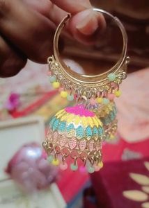 Colorful Jhumka Hoop Earrings