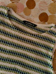 Crochet Striped Crop Multicolour Tank Top