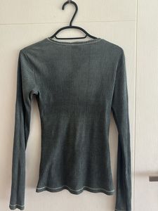 Grey Fitted Long Sleeve Top