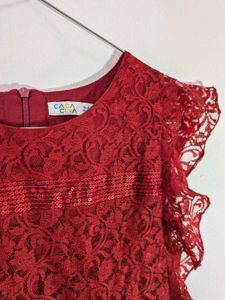 Red Lace Ruffle Dress