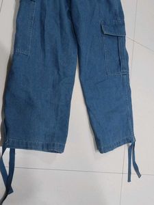Blue Denim Cargo Pants