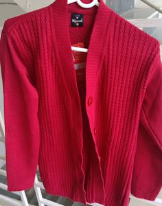 Red Cashmere Wool Cardigan