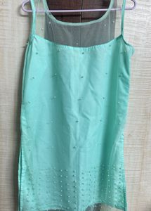 Aqua Pearl Embellished Tunic