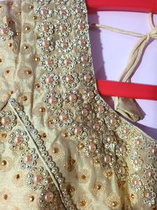 Orange Georgette Saree With 2  Worked Gold Blouse
