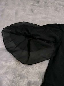 Black ribbed, Bell Sleeve Top