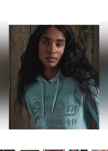 SUPERDRYBrand Embossed Hoodie with Kangaroo Pocket