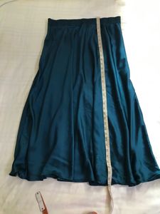 Turquoise Satin Maxi Skirt Waist 32