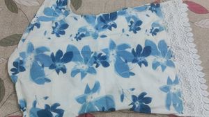 Floral Print Lace Trim Pants