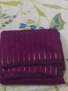 Purple & Gold saree But Without Blouse